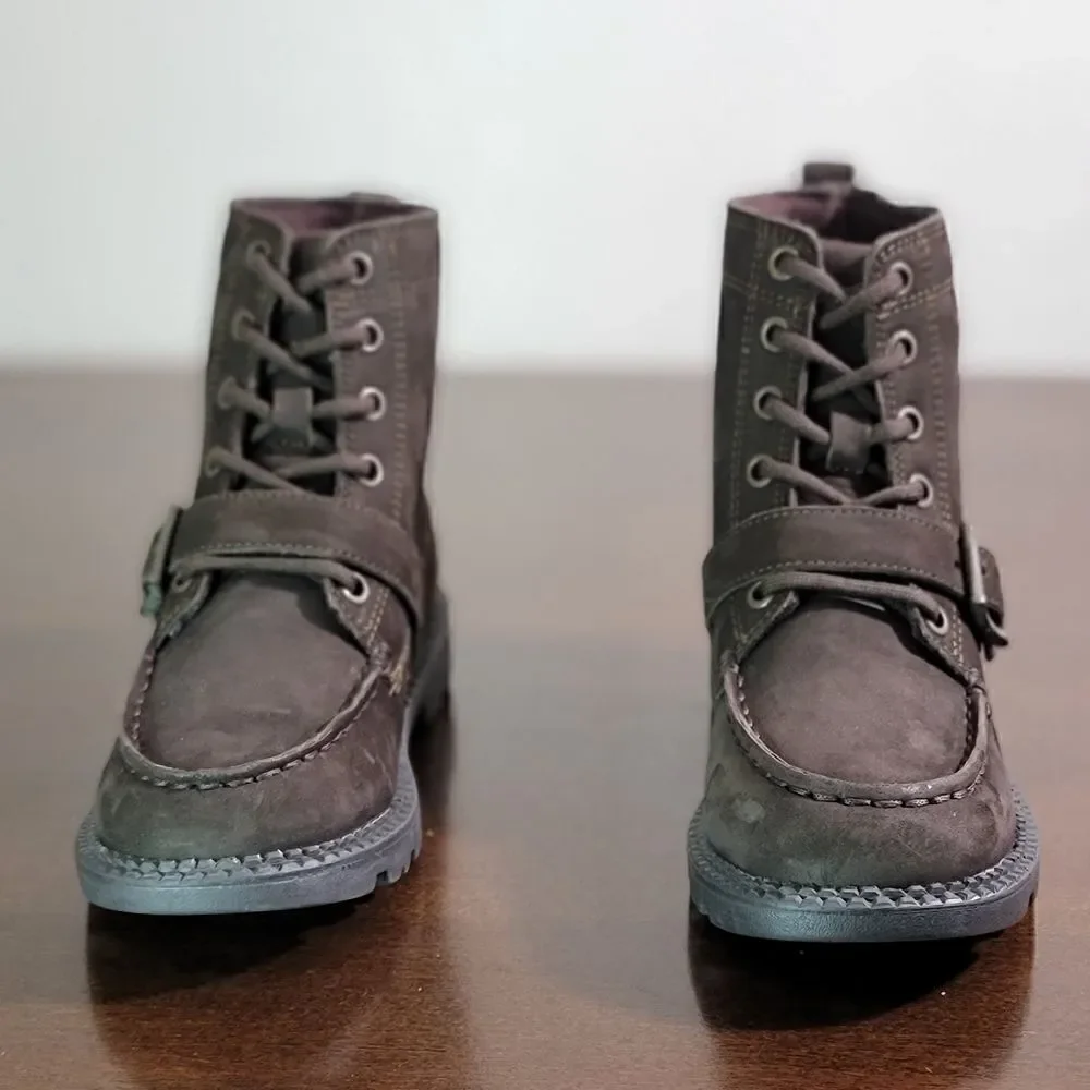 Polo Ralph Lauren Bear Leather Suede Brown Ranger Combat Boots Kids Sizes New